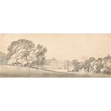 A tres pisos casa georgiana en un parque