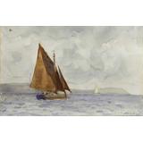 Un barco corriendo por la costa