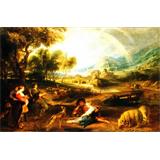 Paisaje con un arco iris