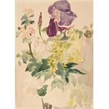 Pedazo de flor con Iris, Laburnum  y Geranio 