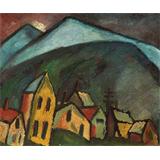 Paisaje de montaña con casas