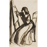 Elizabeth Siddal asentada en un caballete 