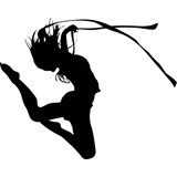 Vinilo decorativo silueta mujer bailando con cintas