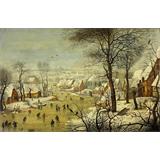 Paisaje de invierno con una trampa del pájaro