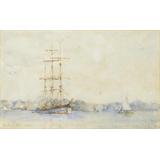 Una barca de tres palos en un estuario