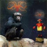 Chimpancé  y robot