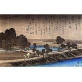 Hiroshige- Un dique en una noche lluviosa