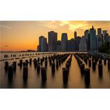 Nueva York puesta de Sol en el Bajo Manhattan