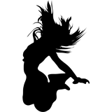 Vinilo decorativo silueta mujer saltando mientras baila