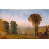 Paisaje italiano con el puente y la Torre