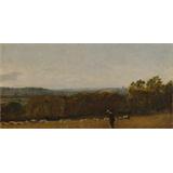 Un pastor en un paisaje que mira a través de Dedham Vale hacia Langham