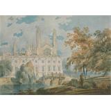 Clare Hall y la capilla del Colegio del Rey , Cambridge , desde las orillas del río Cam