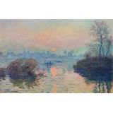 Soleil couchant sur la seine à Lavacourt, effet d'hiver