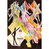 Diseño para la pintura mural colorido de la danza