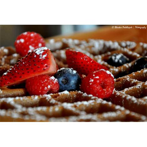 Fresas y arándanos, pastel