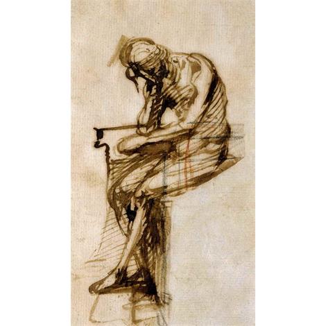 Esbozo de figura masculina desnuda 