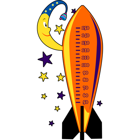 Vinilo infantil medidor cohete espacial y luna