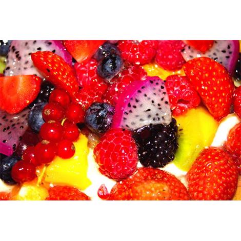 Frutas, bayas y crema