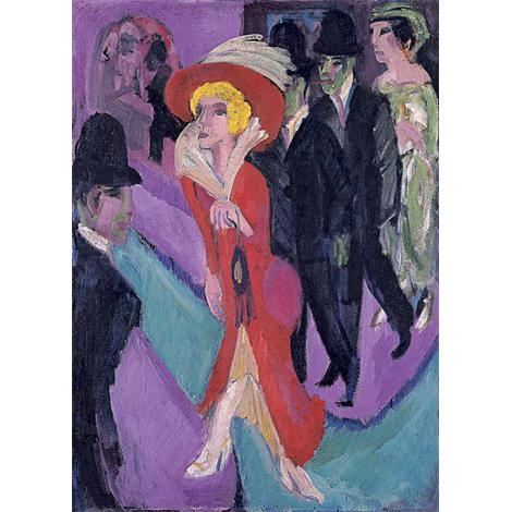 Calle con buscona de rojo