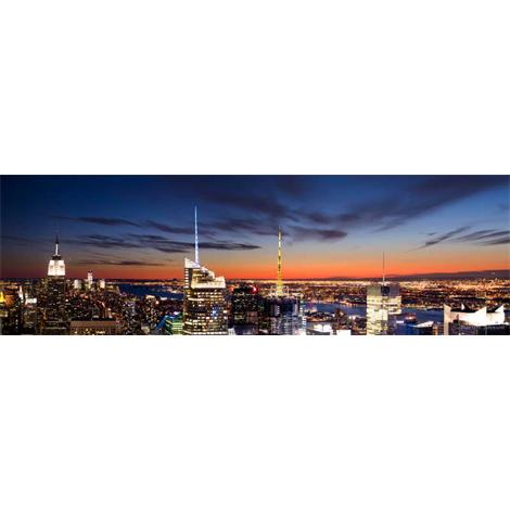 Panorámica de Nueva York puesta de sol noche