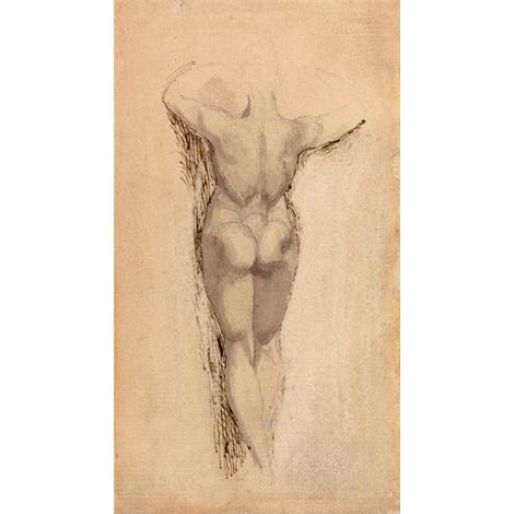 Estudio de un Parte trasera de un desnudo femenino en pie