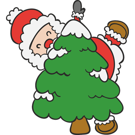 Vinilo decorativo Navidad Papá Noel tras un árbol