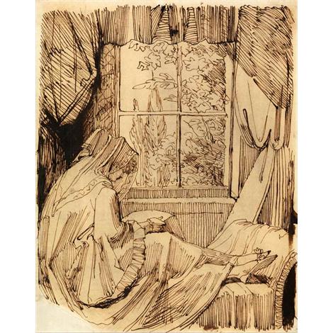 Lectura de la mujer , sentada frente a una ventana