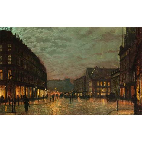 Boar Lane Leeds a la luz de la lámpara 