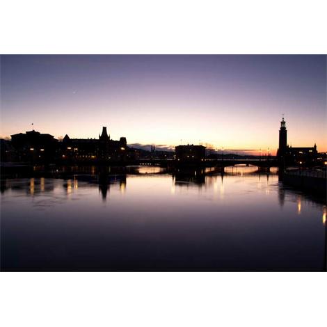 Estocolmo siluetas en la noche