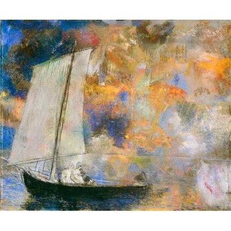 La figura debajo de un árbol en flor 