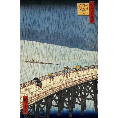 Ducha súbita sobre el puente de Shin -Ohashi y Atake