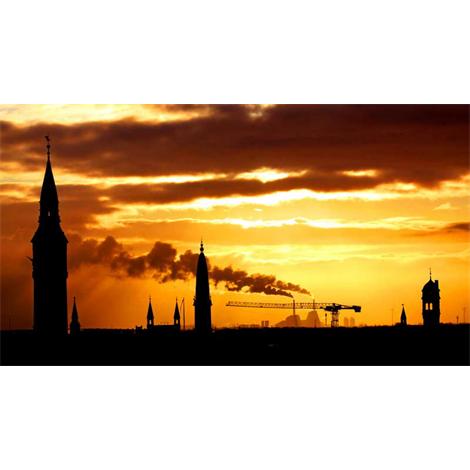 Copenhague bonitas siluetas con puesta de sol