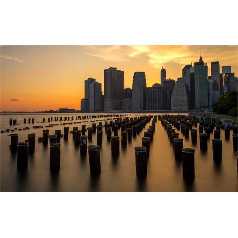 Nueva York puesta de Sol en el Bajo Manhattan