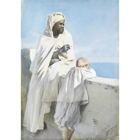 Hombre y niño en Argel