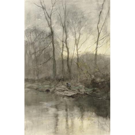 Del borde del bosque en el agua