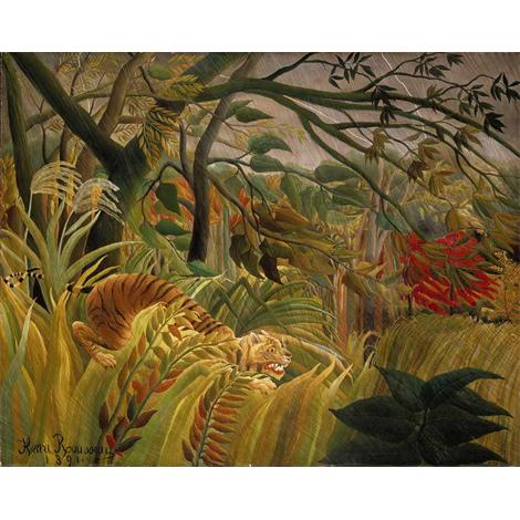 Tigre en una tormenta tropical