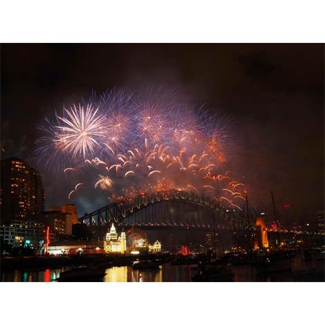 Sídney fuegos artificiales de noche
