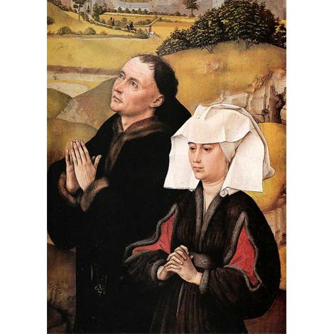 Stifterehepaar des Kreuzigungstriptychons, Detalle der Mitteltafel 