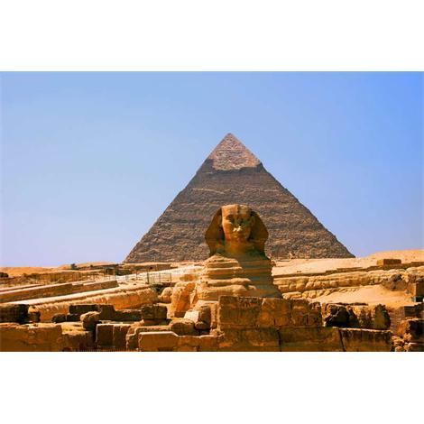 Vista esfinge de Giza y pirámide Egipto