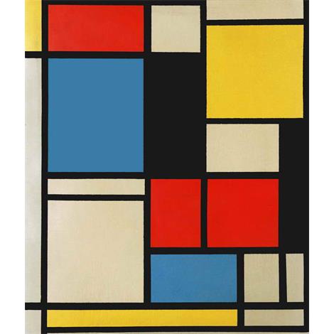 Composición de la litografía del azul, rojo y amarillo en los colores