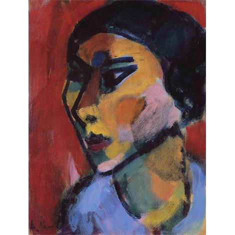 Cabeza de mujer en perfil de tres cuartos