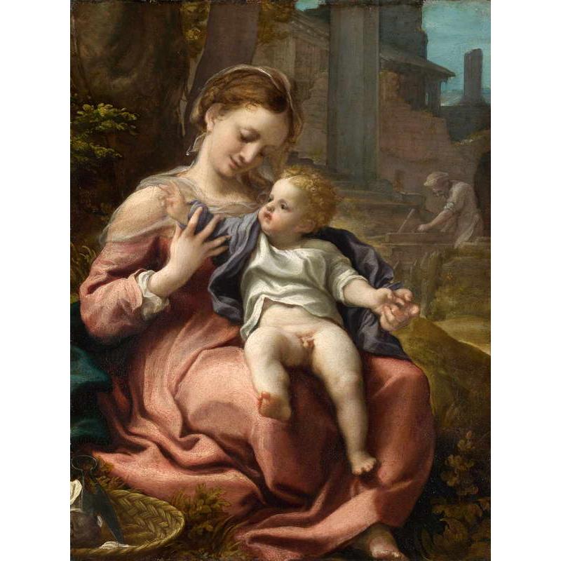 Obra de Arte Madonna de la Cesta Antonio Allegri da Correggio