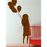 Vinilo decorativo silueta de una niña con globos