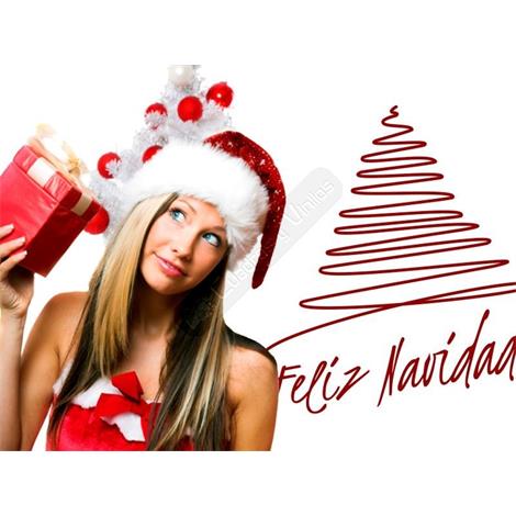 Vinilo decorativo árbol dibujado feliz Navidad