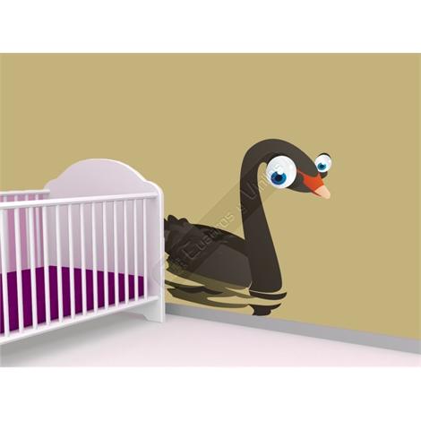 Vinilo decorativo infantil cisne negro en el lago