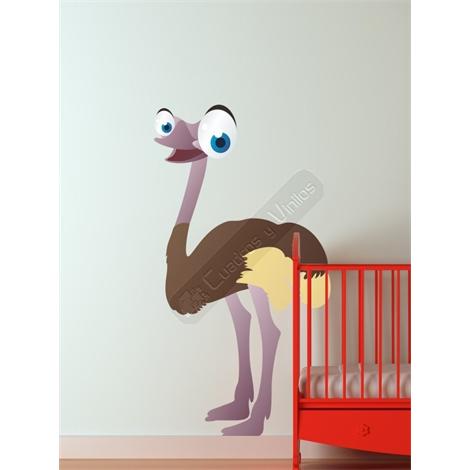 Vinilo decorativo infantil avestruz de grandes ojos