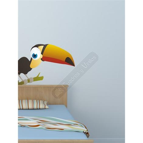 Vinilo decorativo infantil tucán apoyado en la rama