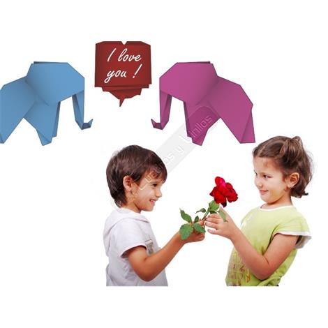 Vinilo decorativo de origami de elefantes enamorados