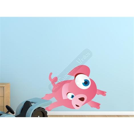 Vinilo decorativo infantil cerdito rosado saltando
