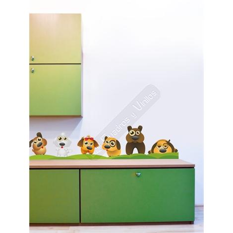 Vinilo decorativo infantil seis cachorritos de perro